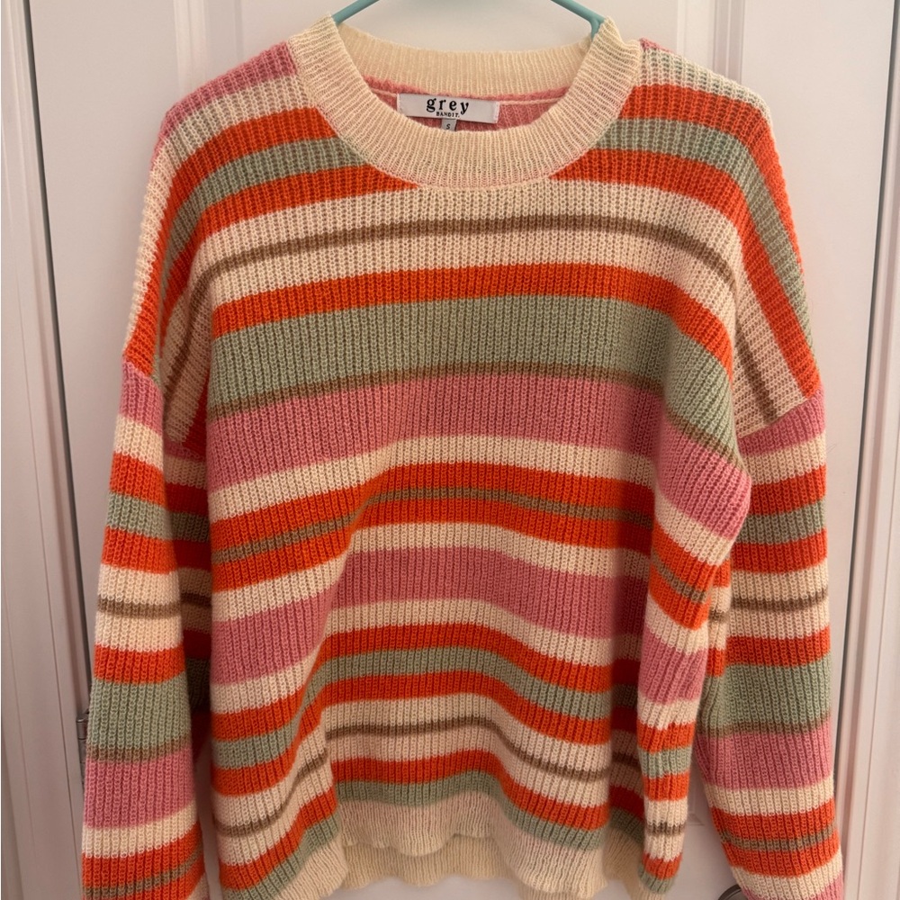 Grey Women's Multicolor Striped Sweater